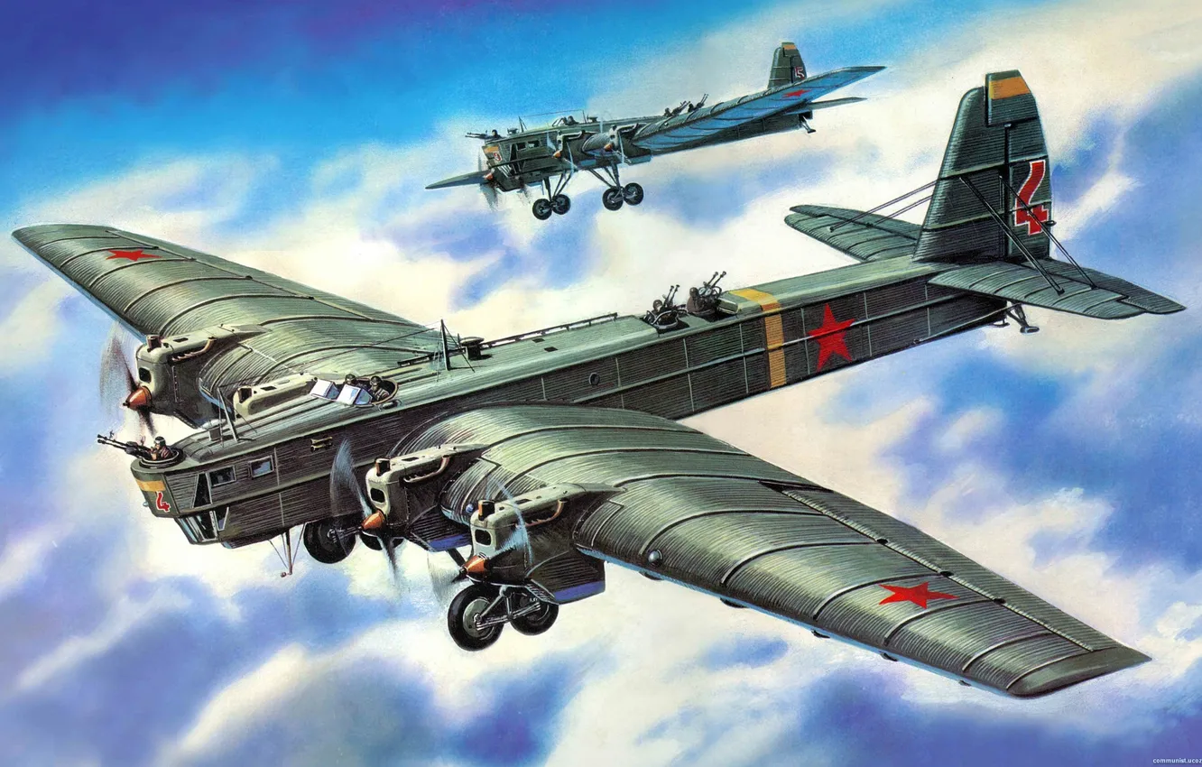 Photo wallpaper bomber, airplane, aviation, soviet, TB-3