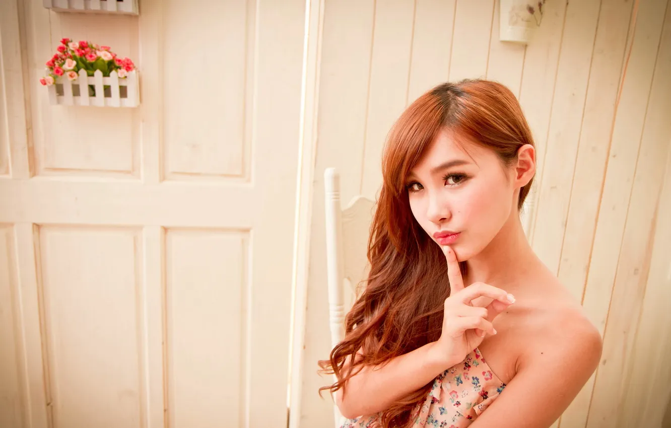 Photo wallpaper look, girl, mood, Asian