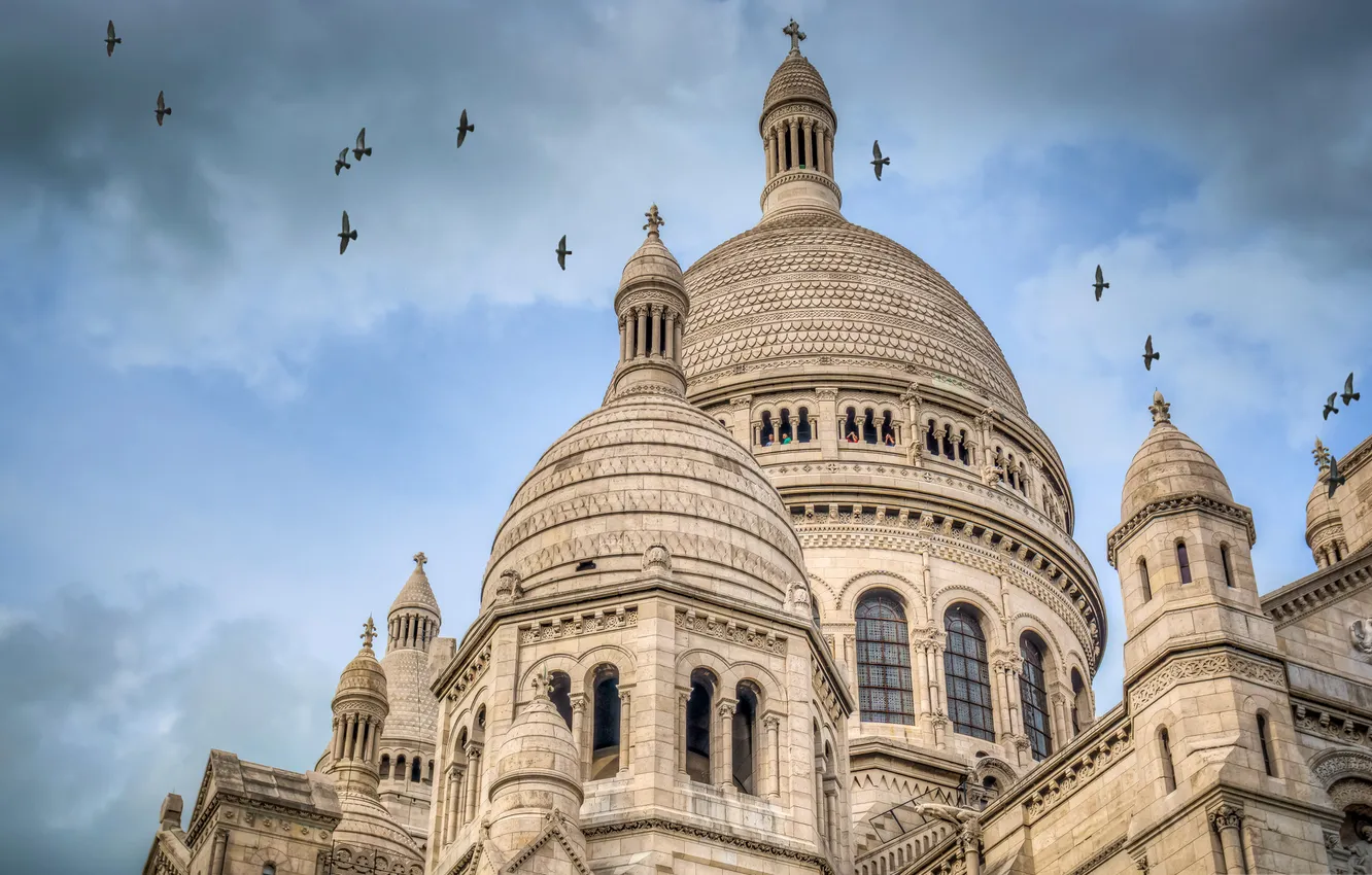 Photo wallpaper the sky, France, Paris, the dome, Sacré-Coeur