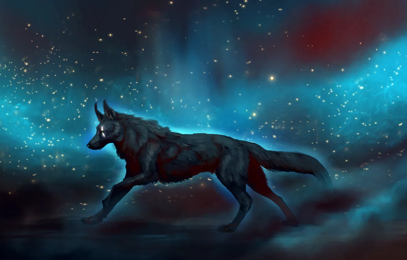 Photo wallpaper space, fiction, wolf, by JadeMere