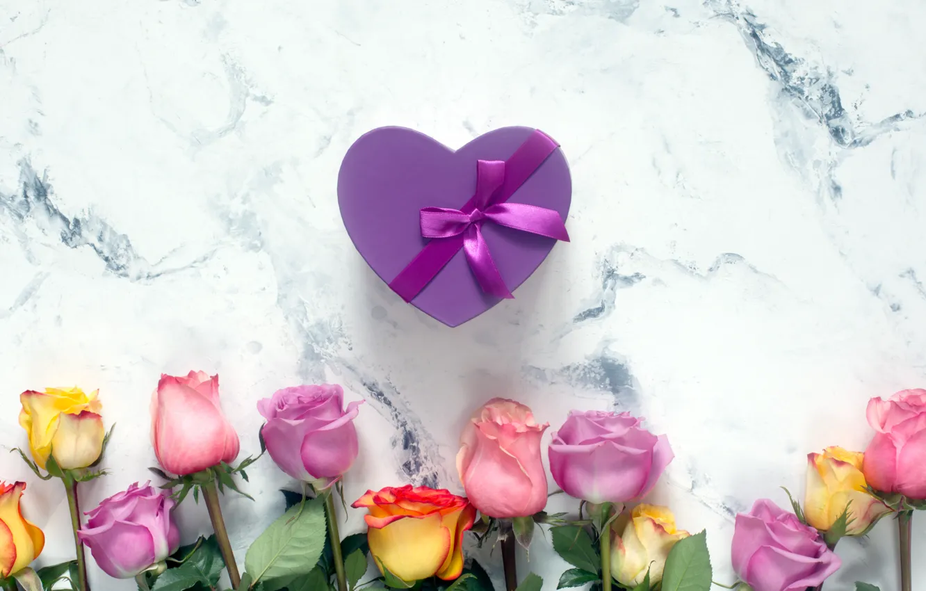 Photo wallpaper background, gift, heart, roses, bouquet, beautiful, Vadim Zakirov