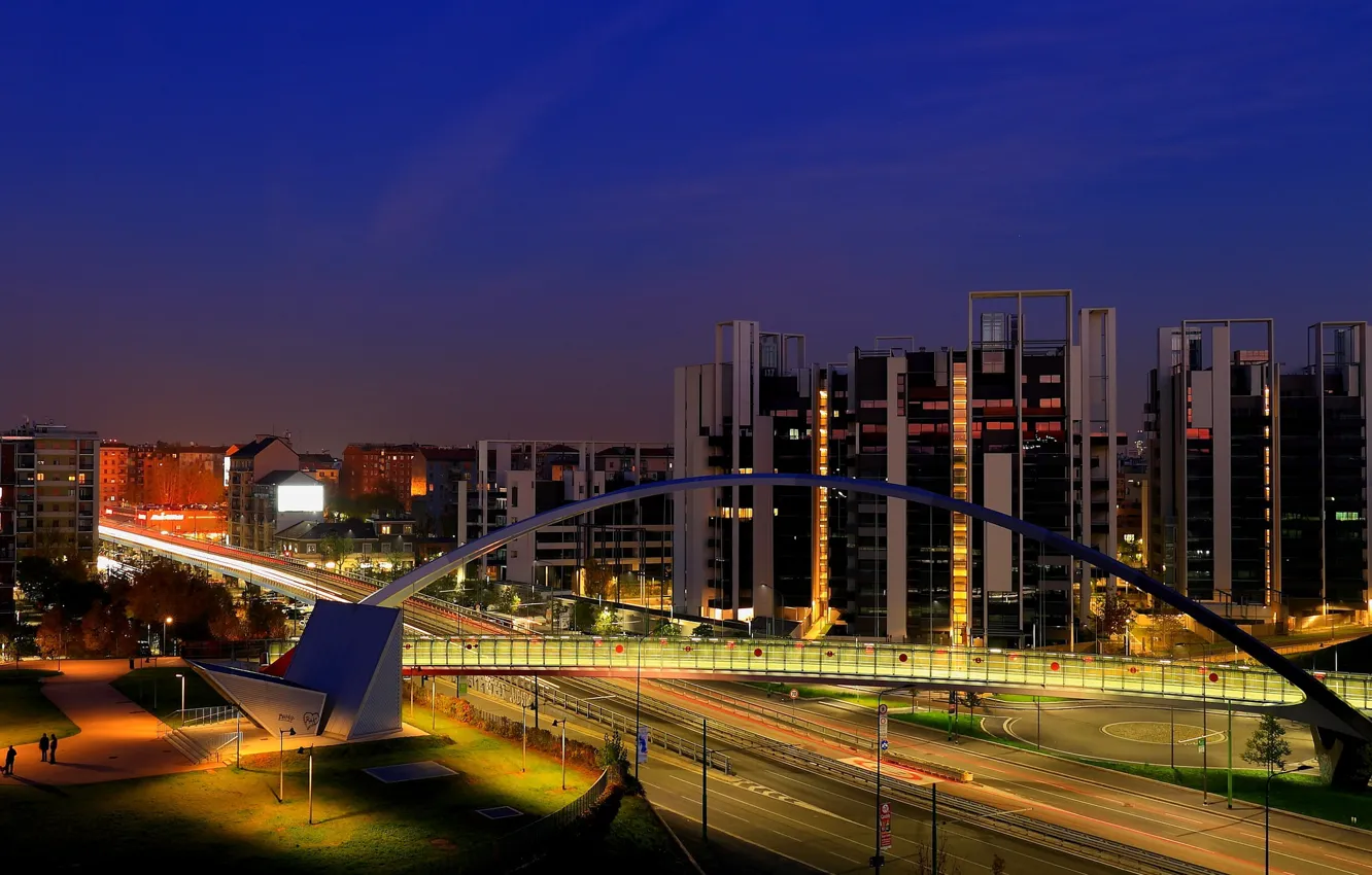 Photo wallpaper lights, the evening, Italy, Milan