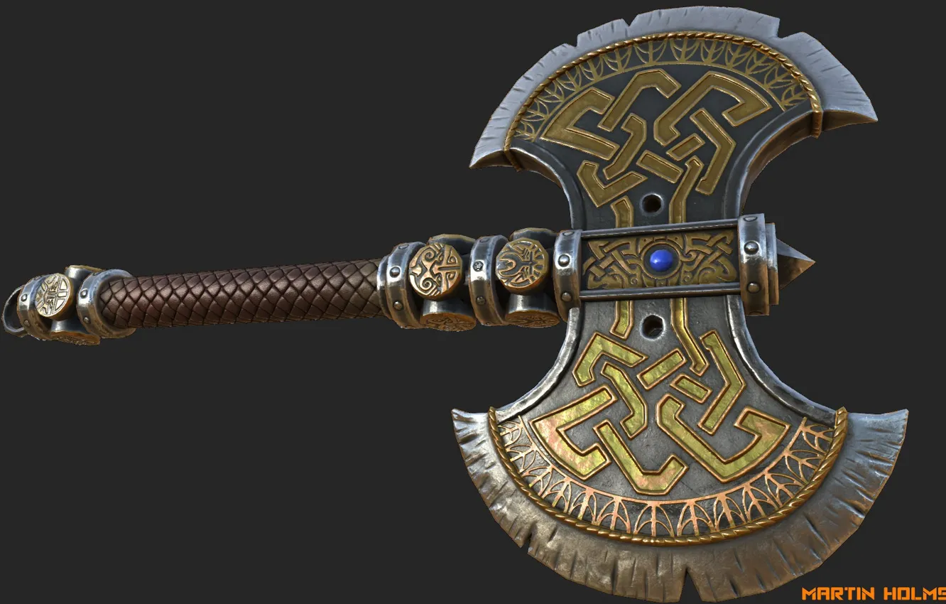 Photo wallpaper weapons, the game, art, martin holmstrom, Warhammer Axe, warhammer online, Labrys