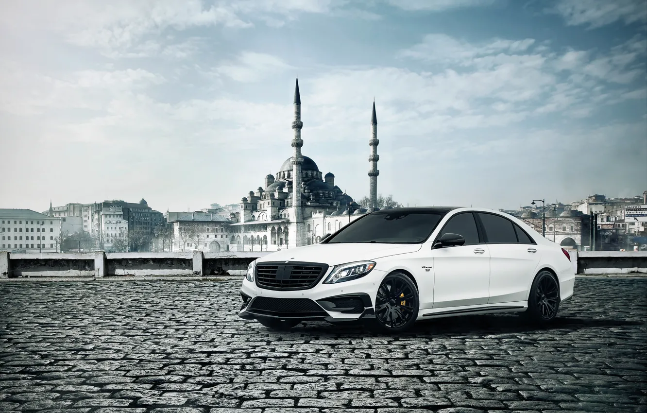 Photo wallpaper Mercedes-Benz, Brabus, Front, AMG, White, B63