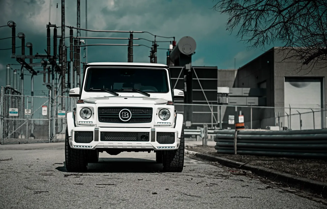 Photo wallpaper Mercedes, Front, AMG, White, G63, Face, W463