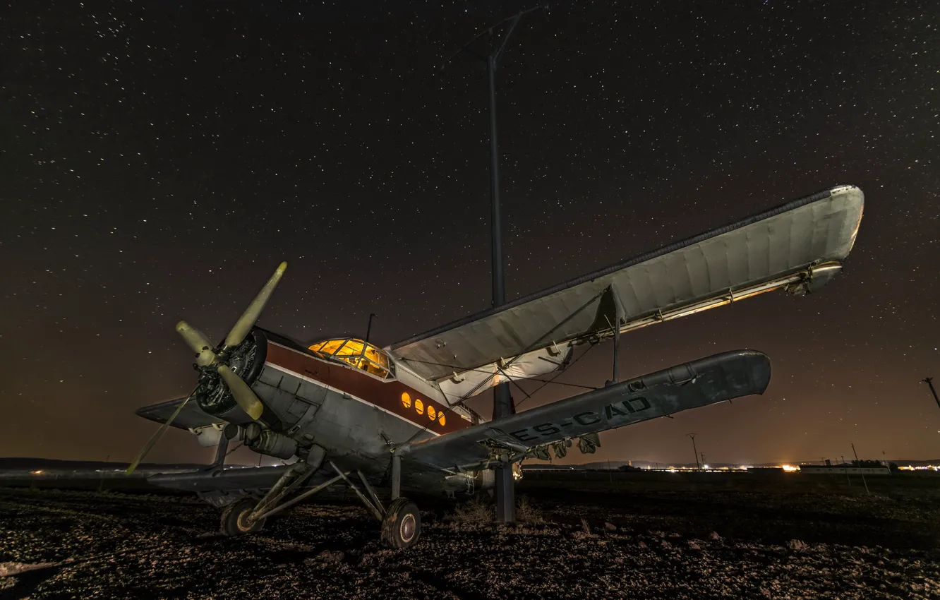 Photo wallpaper night, the plane, air-base
