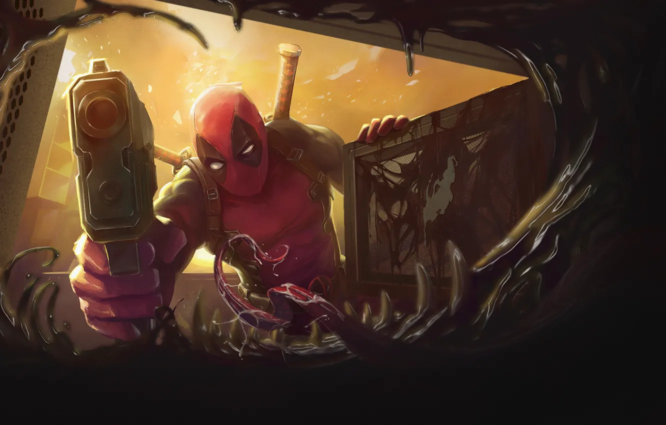 Photo wallpaper language, figure, teeth, art, art, Deadpool, Marvel, Deadpool