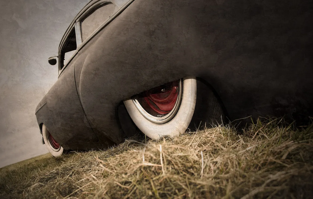 Photo wallpaper machine, hay, view