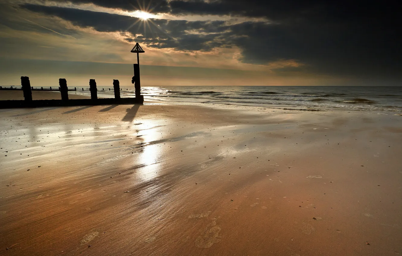 Photo wallpaper sea, landscape, night, shore