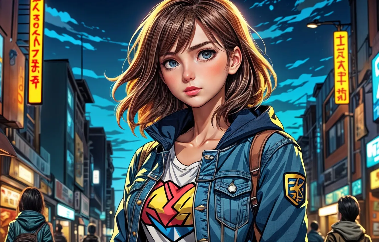 Photo wallpaper girls, drawing, neural network