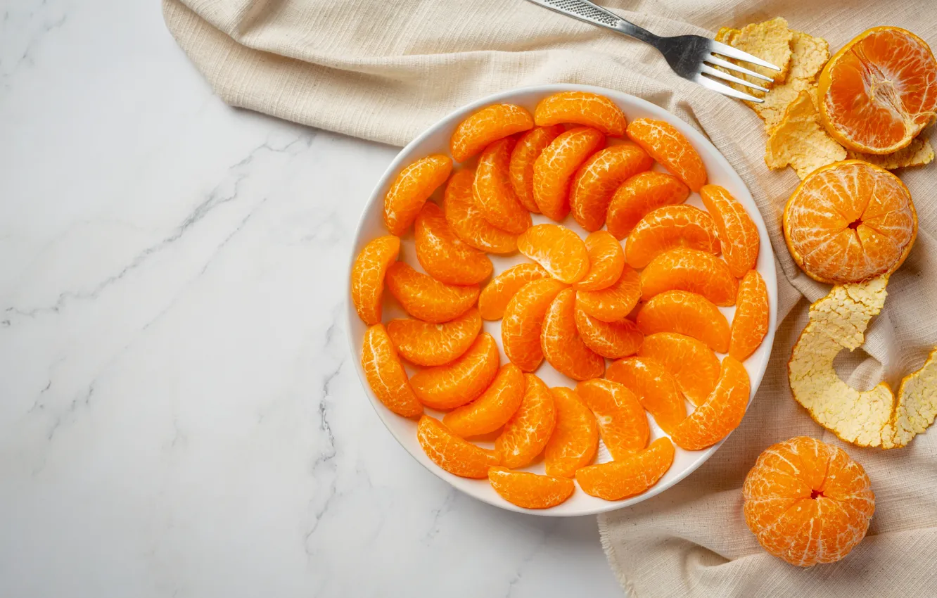 Photo wallpaper purified, posted, citrus, peel, plug, towel, plate, slices