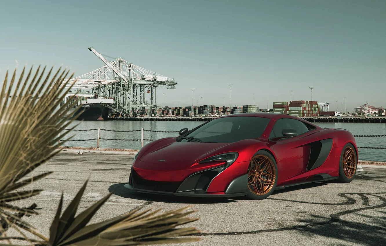 Photo wallpaper McLaren, Red, Port, Machine, The ship, Render, Supercar, Lighting