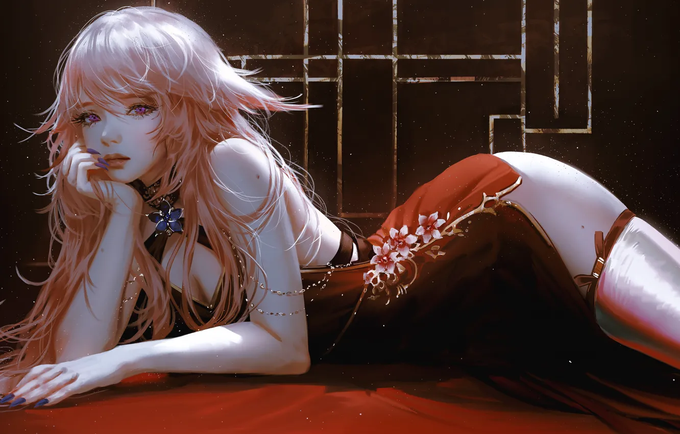 Photo wallpaper girl, flowers, Genshin Impact, Yae Miko, NIXEU