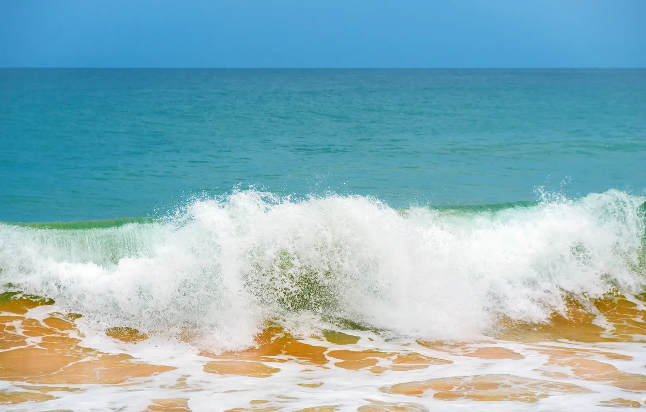 Photo wallpaper sea, wave, beach, shore, beach, sea, ocean, wave