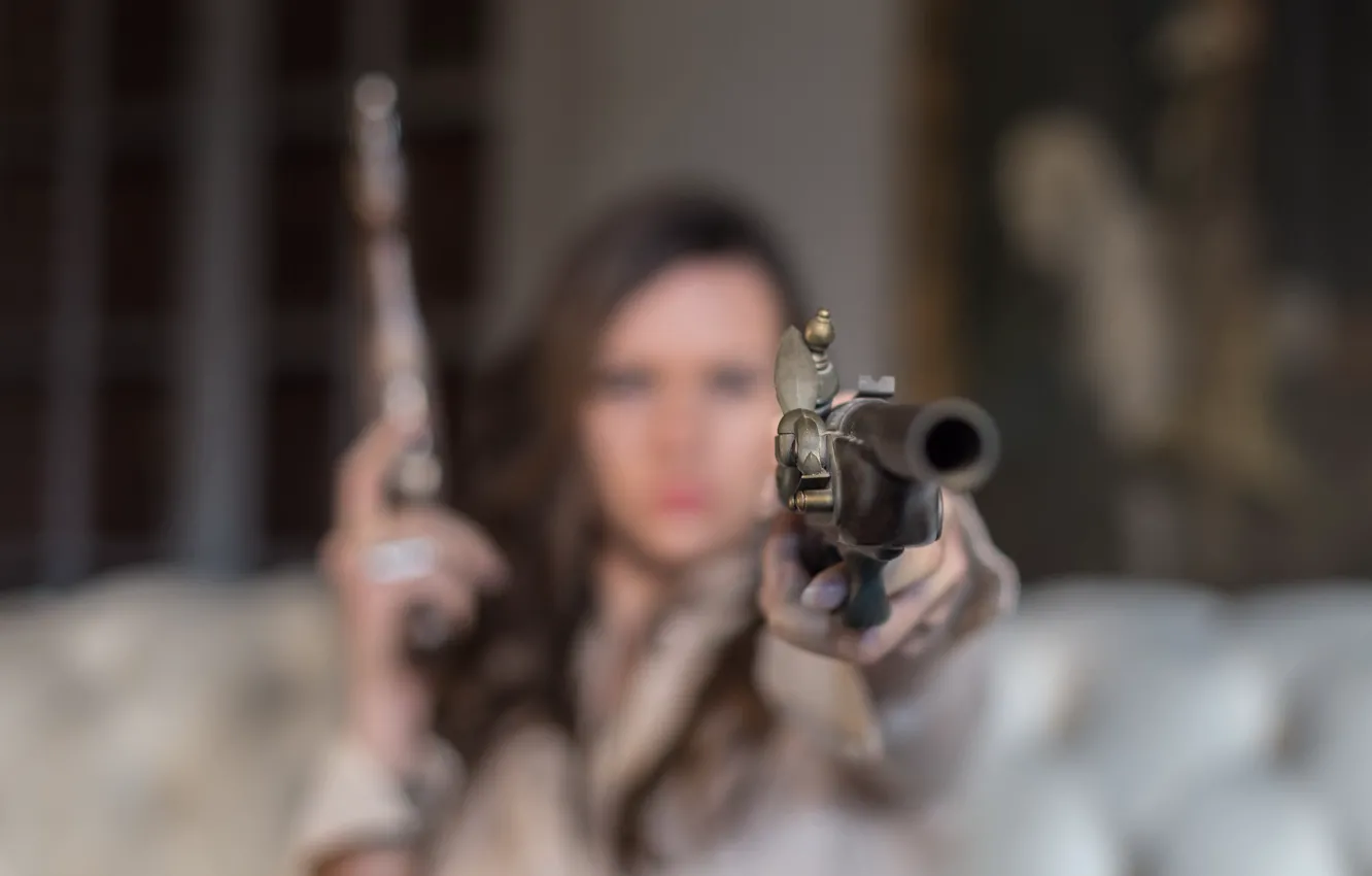 Photo wallpaper girl, gun, weapons, background