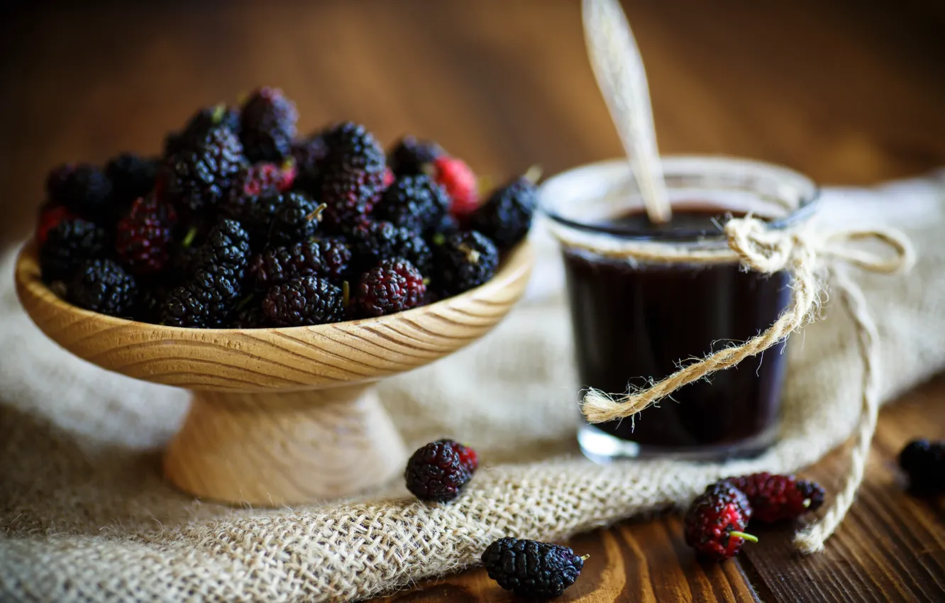 Photo wallpaper berries, jam, mulberry