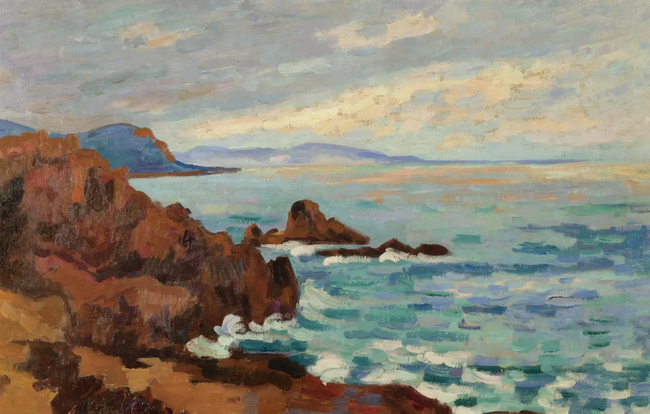 Photo wallpaper sea, rocks, picture, Arman Hyomin, Armand Guillaumin, The West. Trayas-Agay