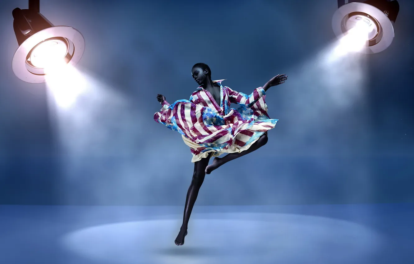 Photo wallpaper girl, lamp, dance