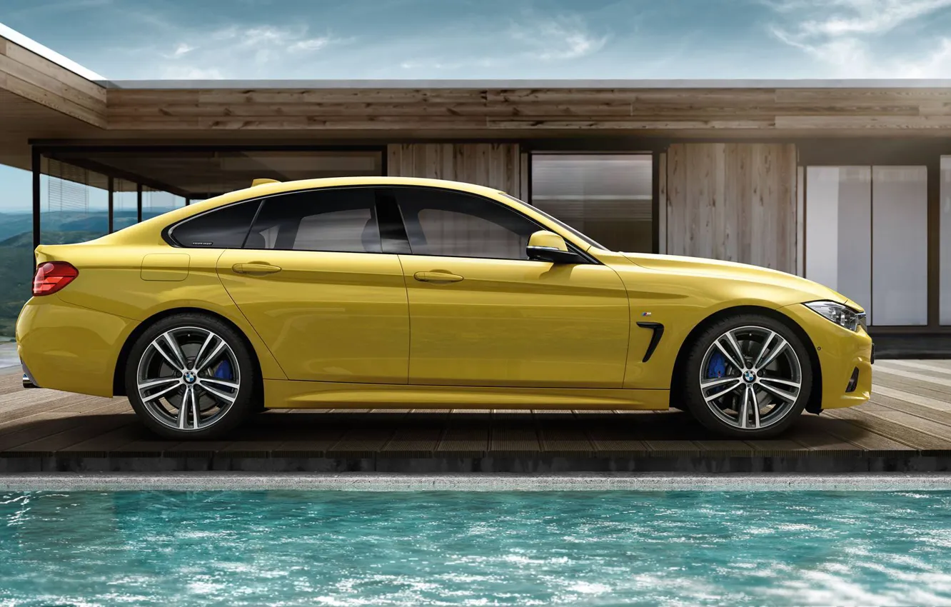 Photo wallpaper BMW, BMW, Profile, Yellow, Hatchback, 3 Series