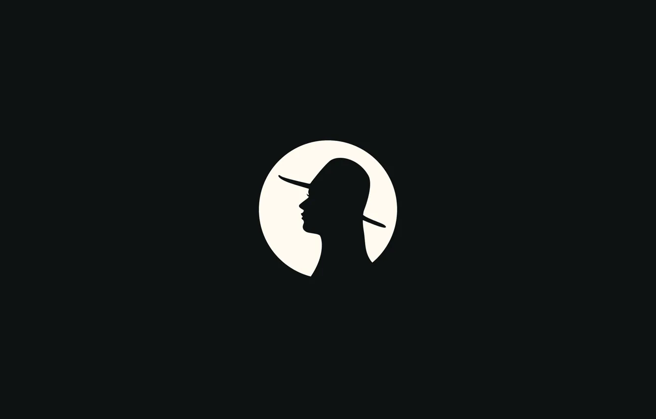 Photo wallpaper girl, face, hat, silhouette, profile