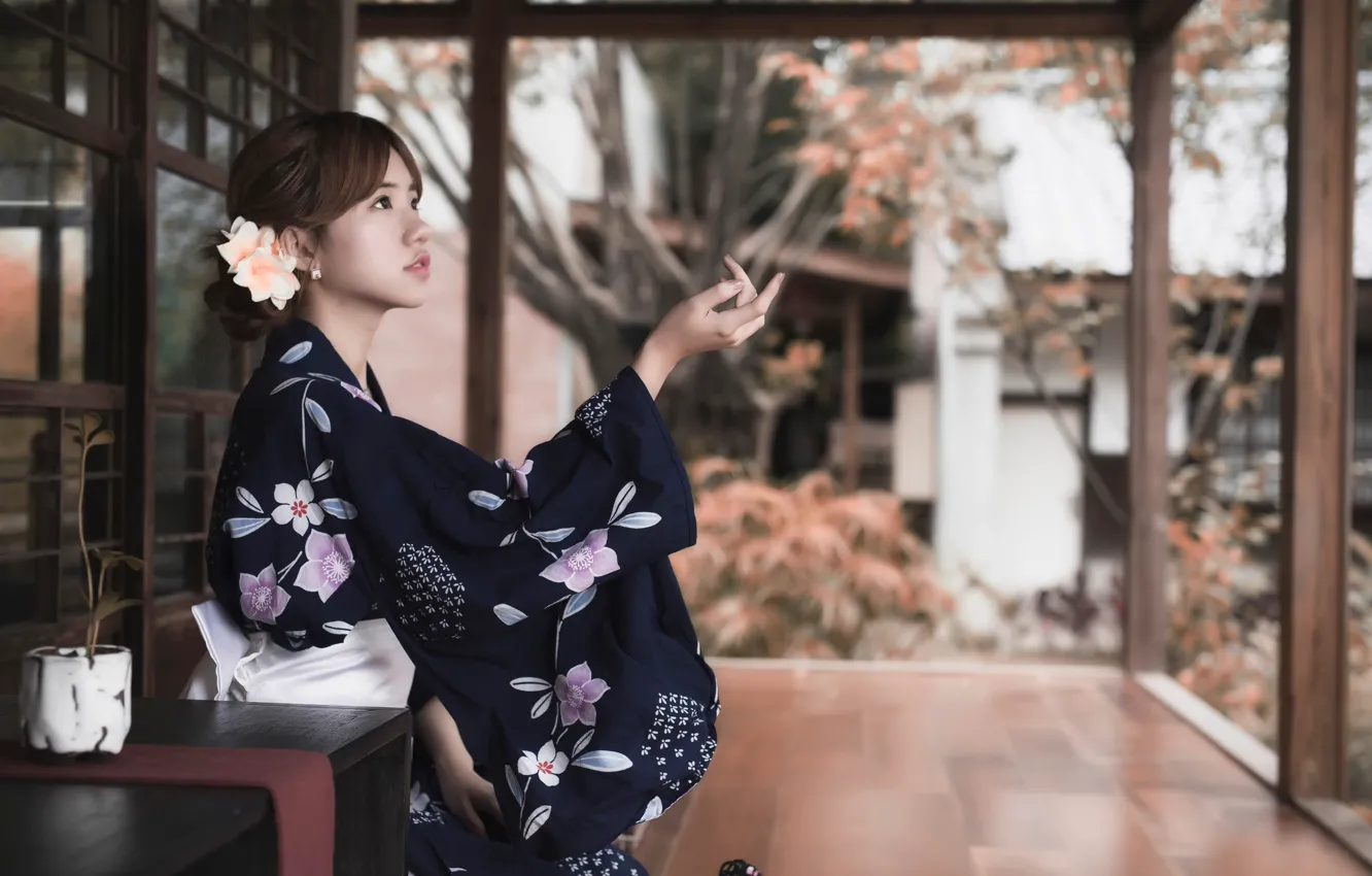 Photo wallpaper girl, East, kimono, east style