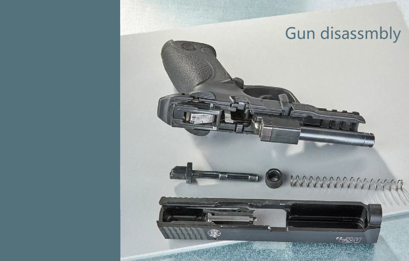 Photo wallpaper gun, pistol, weapon, handgun, disassmbly