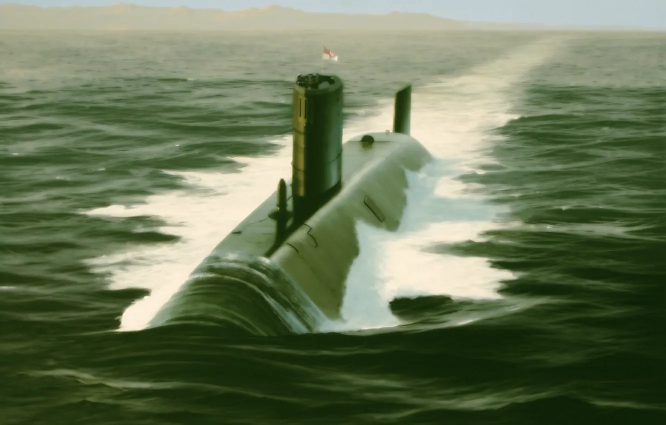 Photo wallpaper war, art, painting, drawing, submarine, HMS Trafalgar