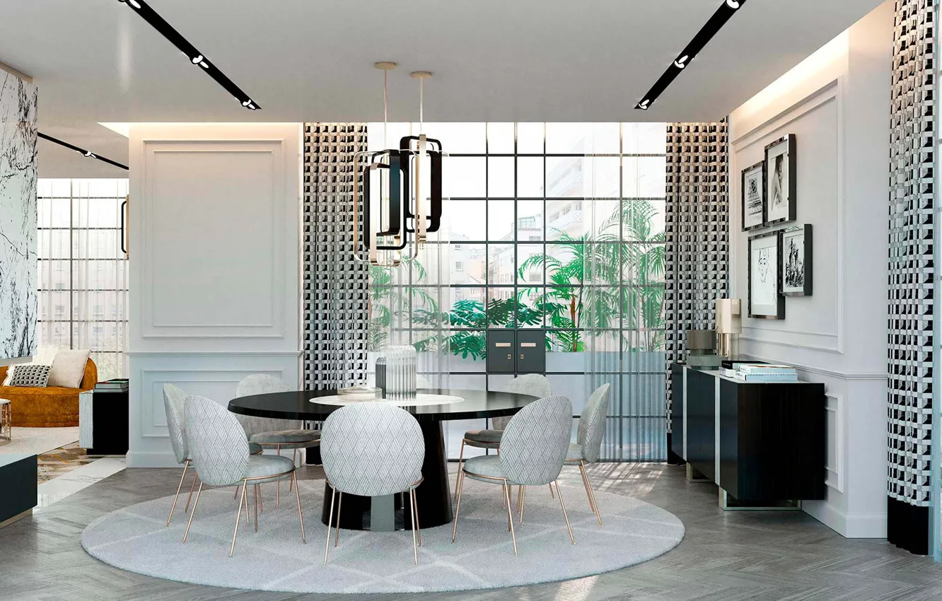 Photo wallpaper design, style, interior, dining room