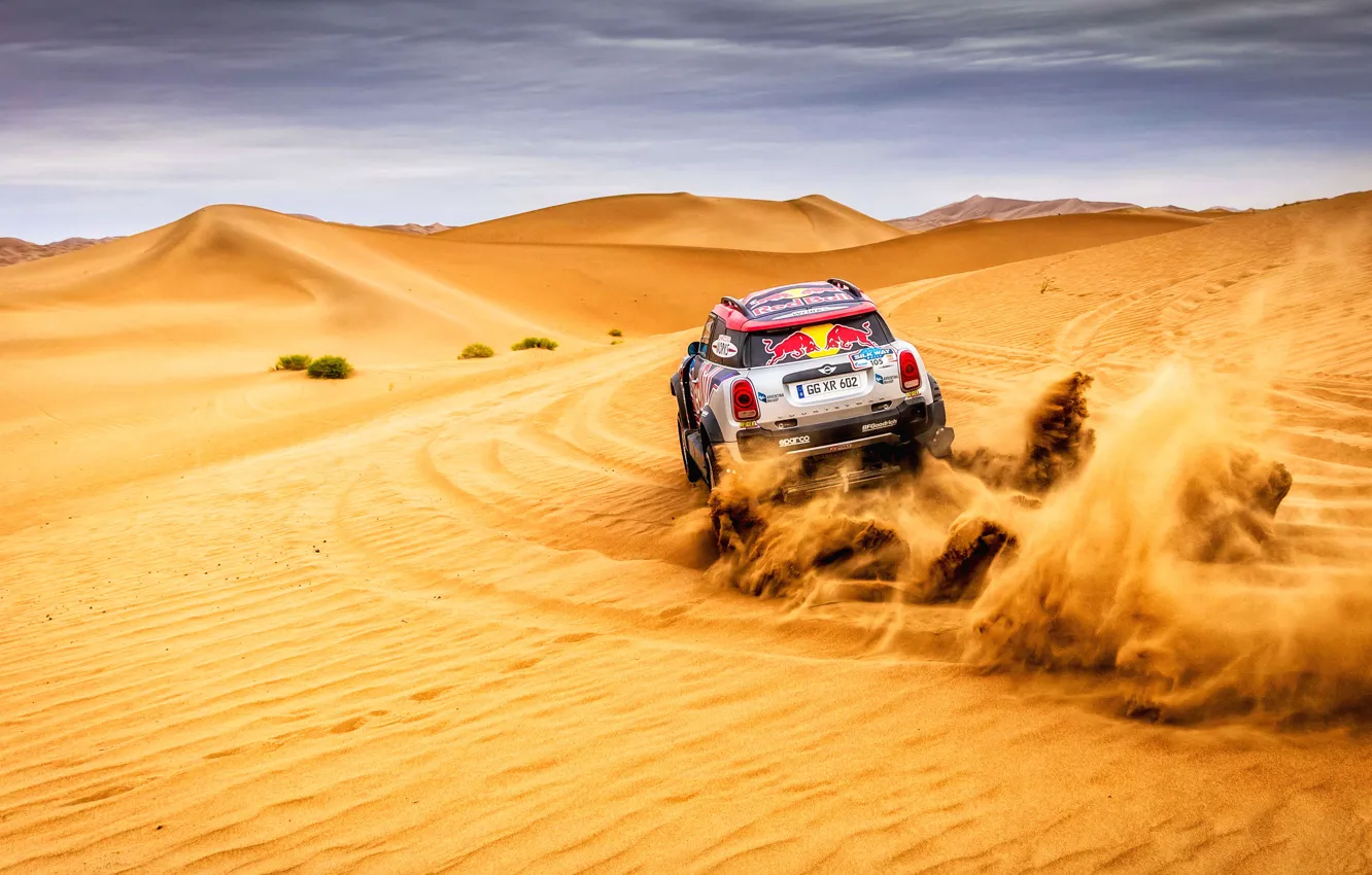 Photo wallpaper Sand, Mini, Sport, Desert, Speed, Rally, SUV, Rally