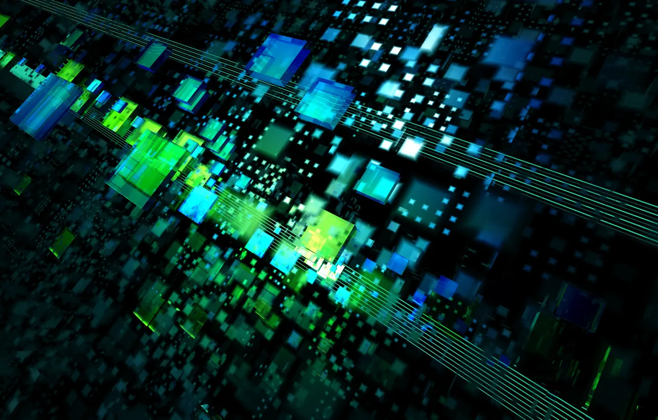 Photo wallpaper abstraction, squares, level