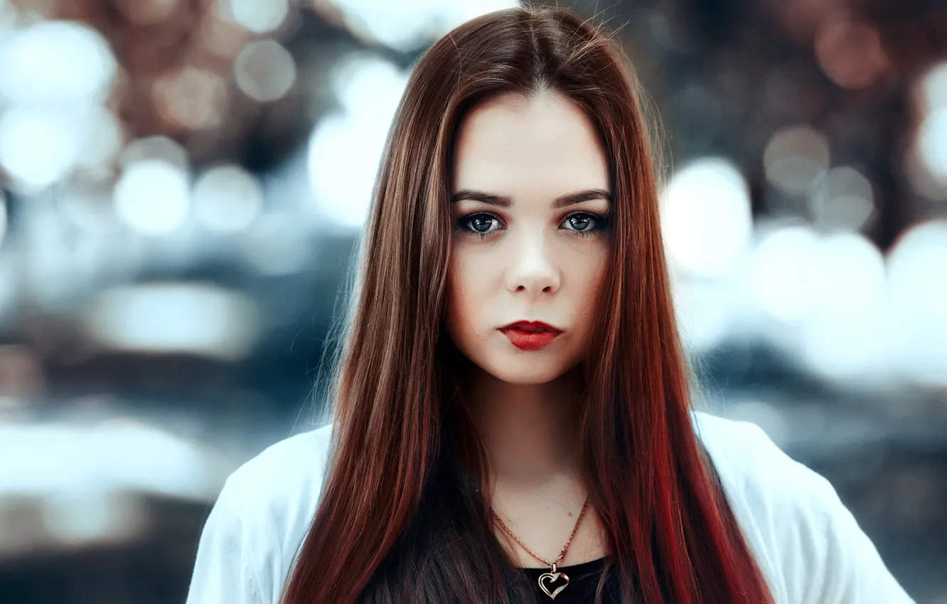 Photo wallpaper look, background, model, portrait, makeup, hairstyle, brown hair, beauty