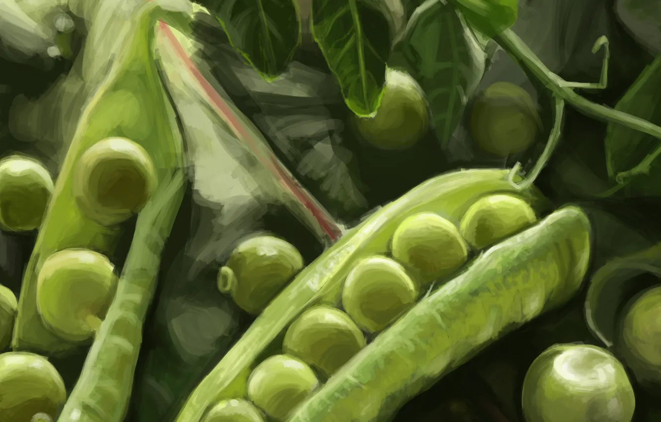 Photo wallpaper green, food, polka dot, art, struck