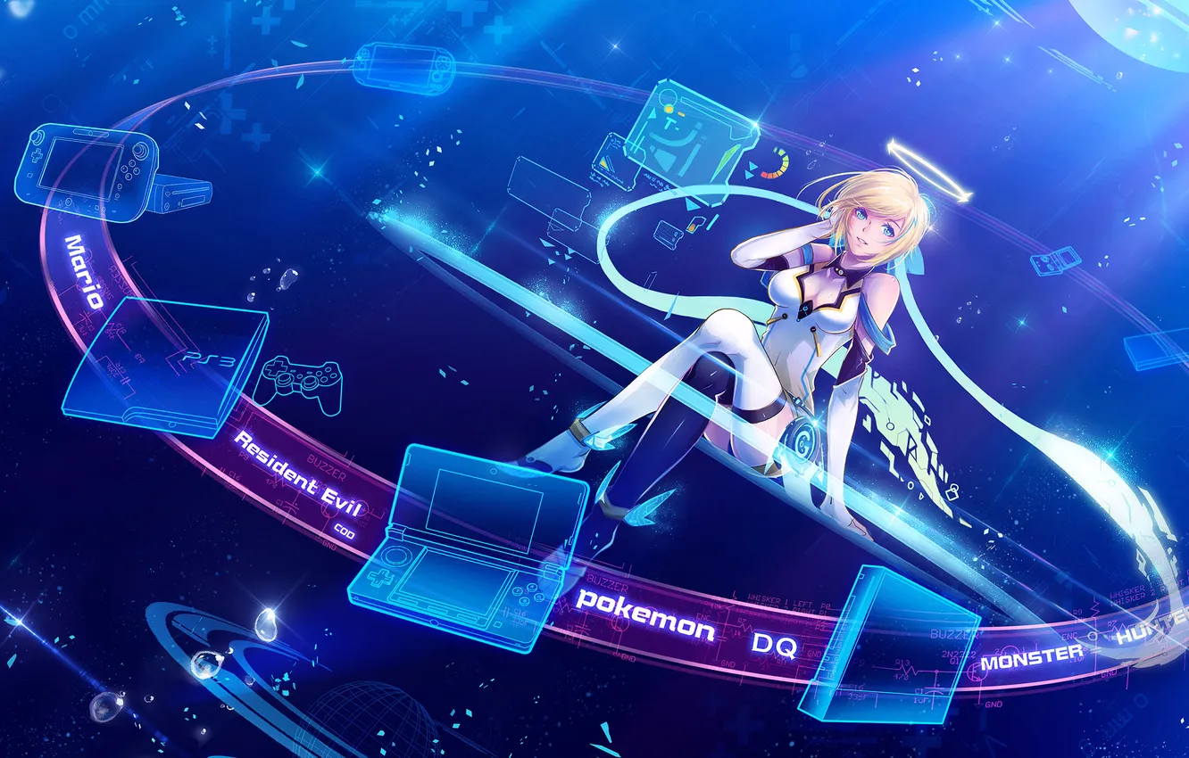 Photo wallpaper girl, pose, smile, technology, art, tpip