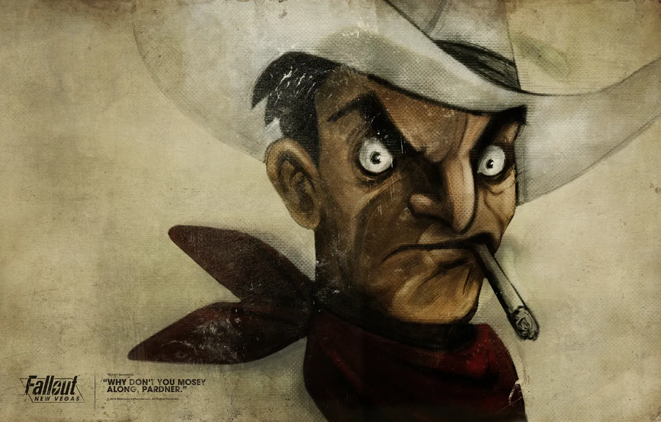 Photo wallpaper hat, cigarette, cowboy, Fallout, New Vegas