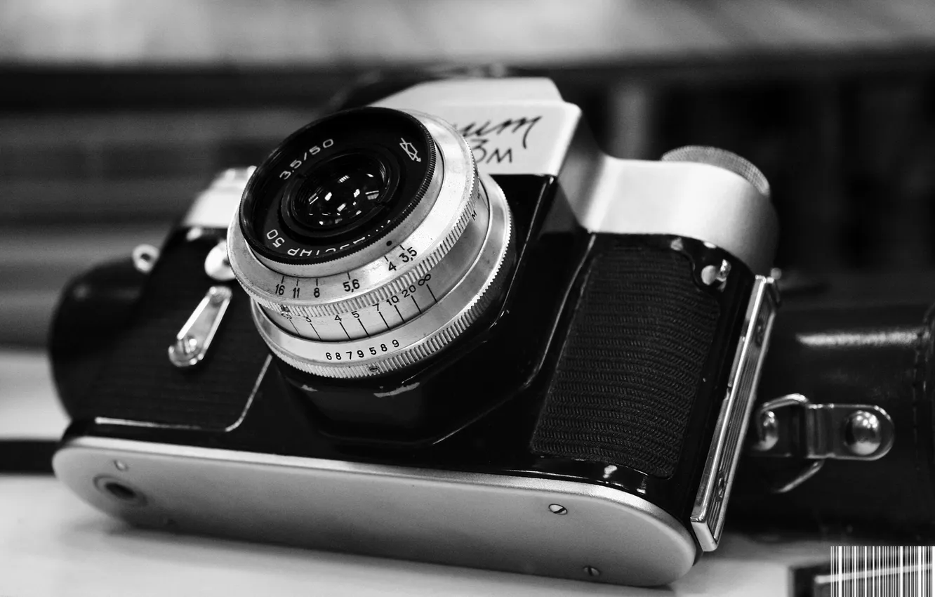 Photo wallpaper art, the camera, lens, black and white