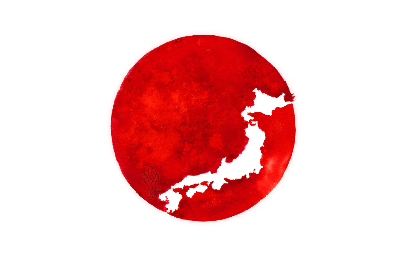 Photo wallpaper Japan, flag, silhouette, Japan