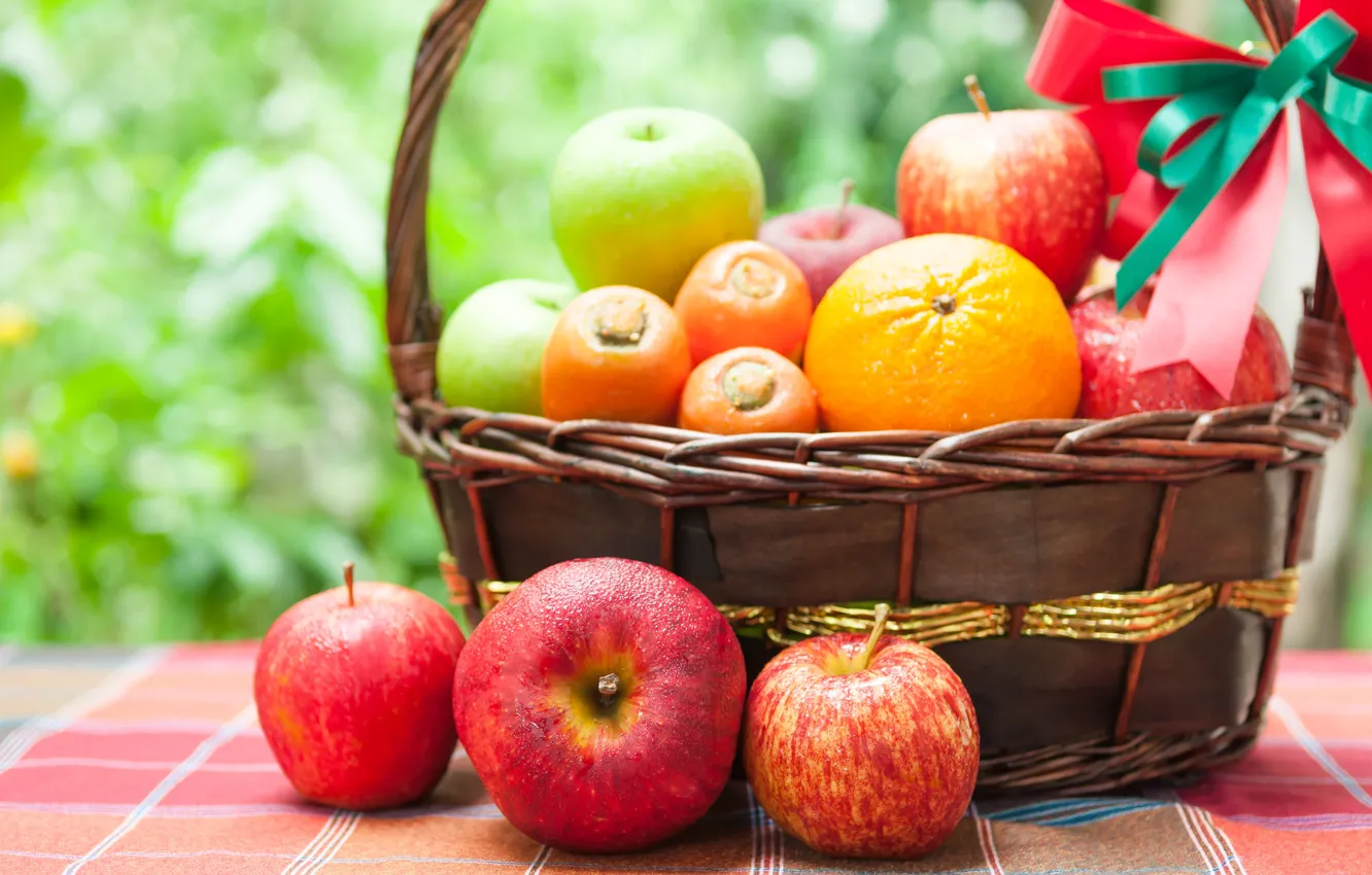 Photo wallpaper basket, citrus, fruit, vitamins