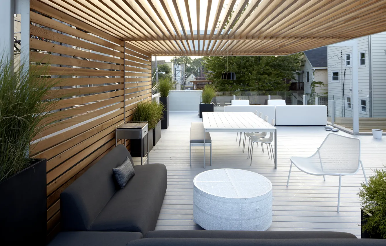 Photo wallpaper patio, patio, white furniture