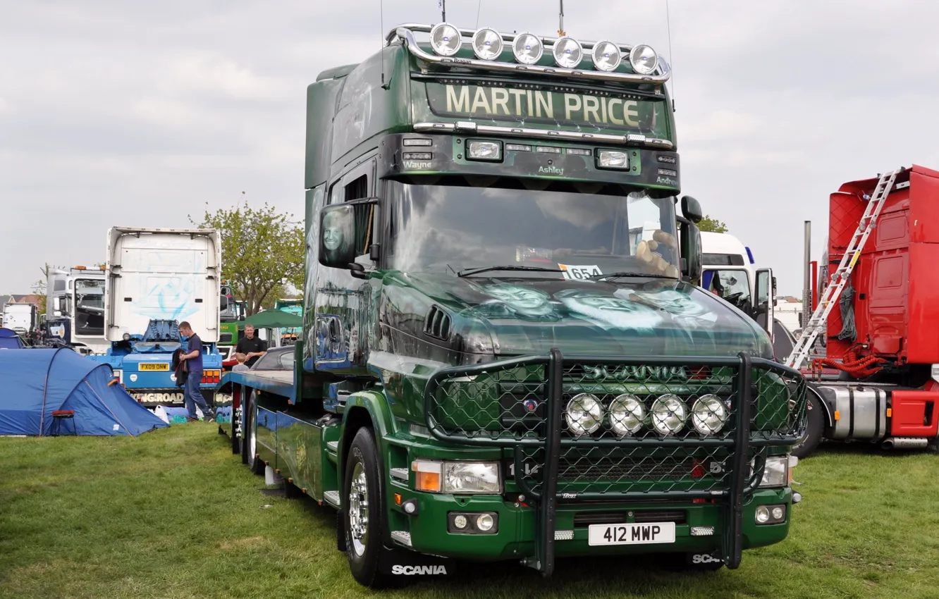 Photo wallpaper Green, Front, Tuning, Truck, Scania, Tow Truck, Scania T