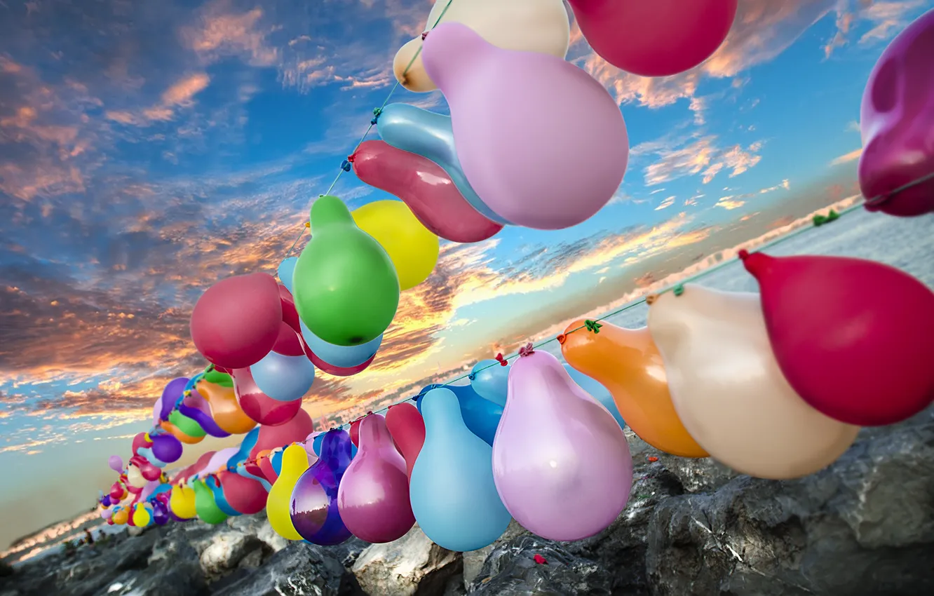 Photo wallpaper the sky, background, balls