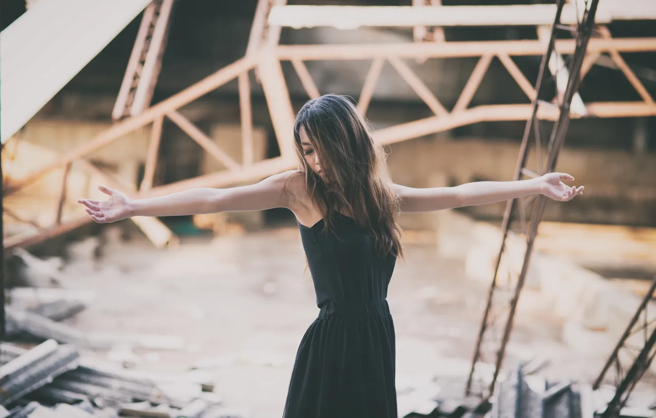 Photo wallpaper face, mood, hair, hands, dress