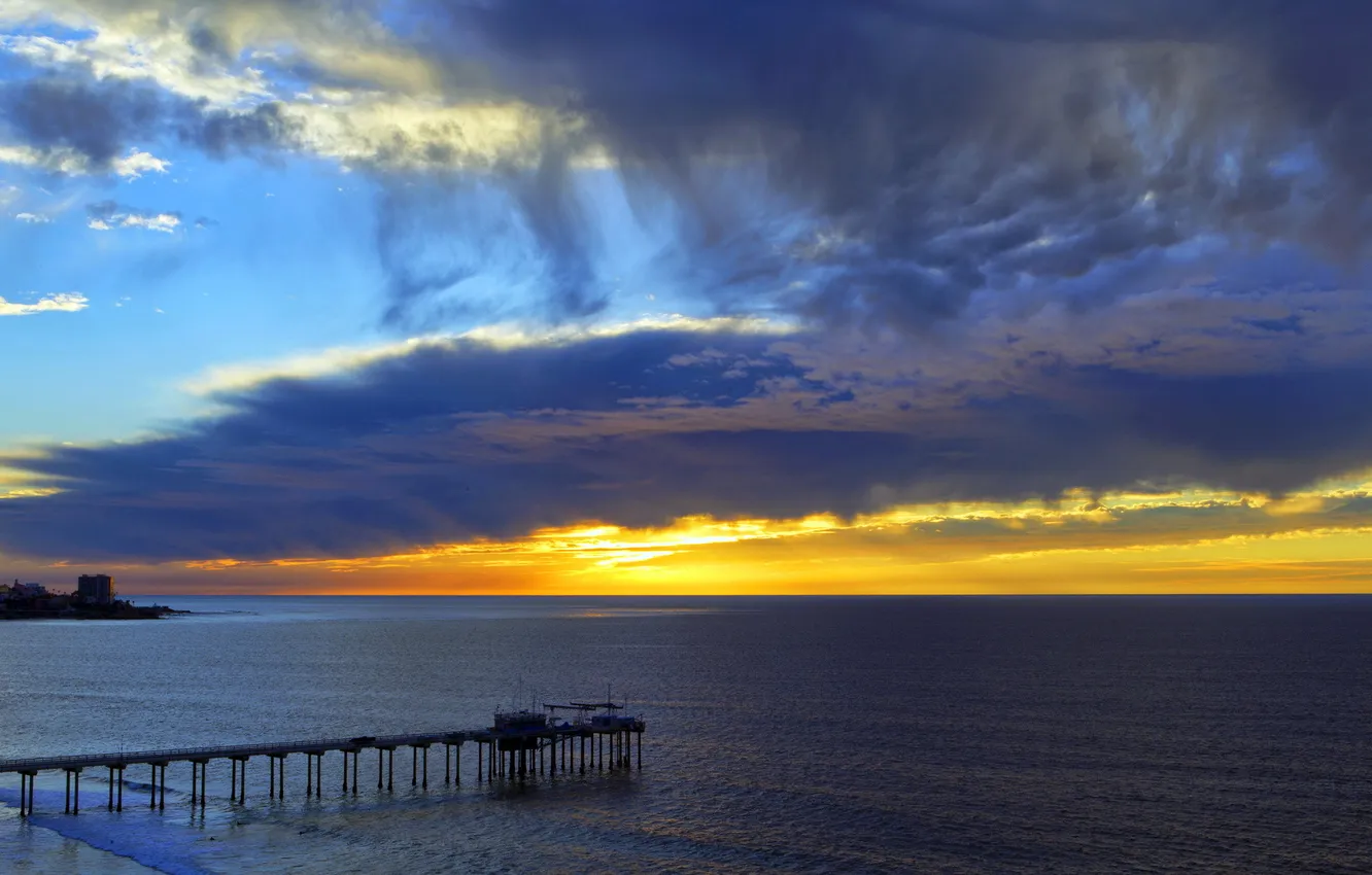 Photo wallpaper sea, the sky, bridge