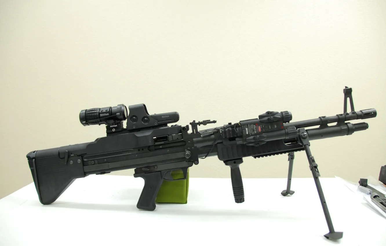 Photo wallpaper gun, weapon, saw, EOTech, machine gun, M60, heavy weapon, custon