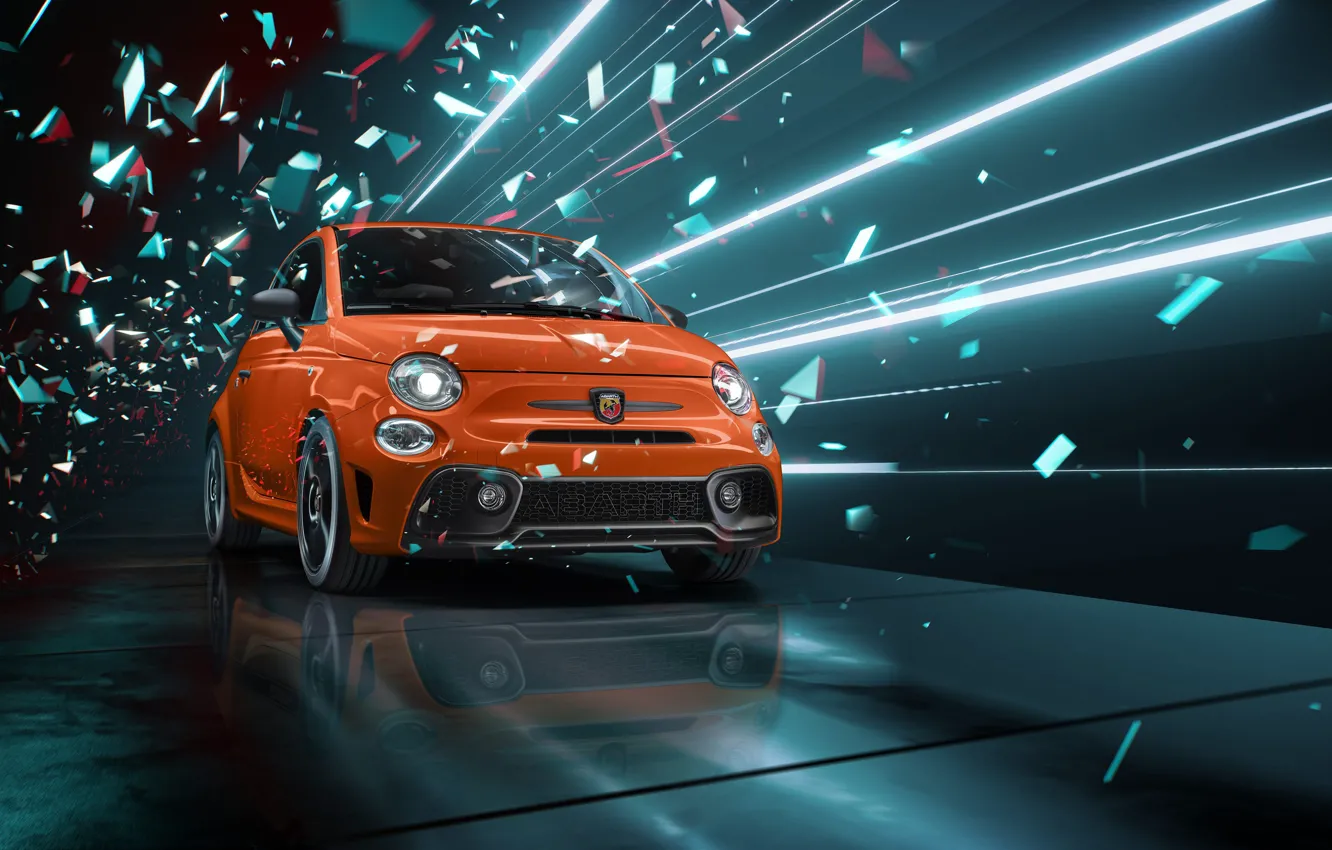 Photo wallpaper Abarth, Front, Abarth 595, 2023, Orange livery, Orange livery