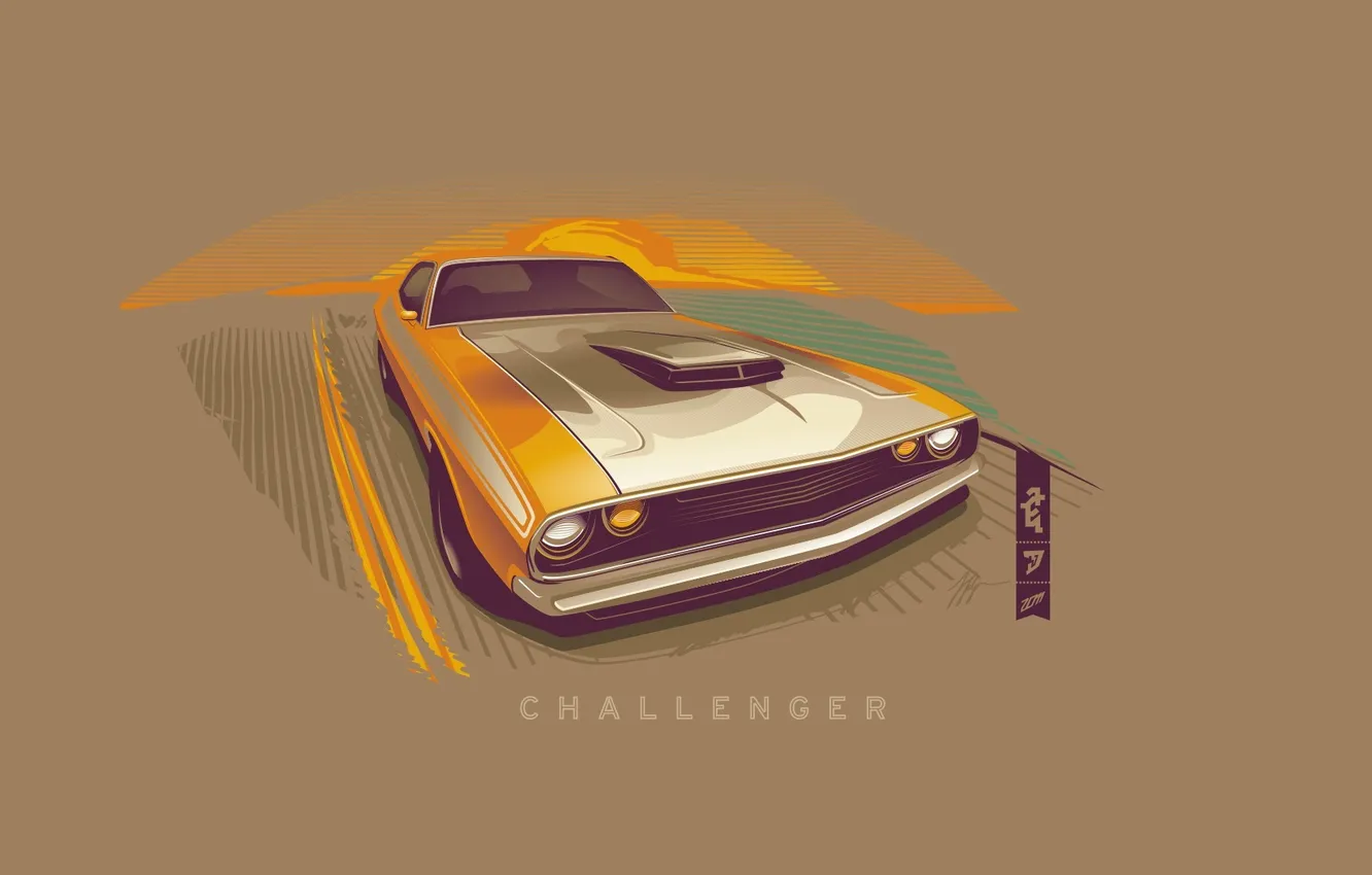 Photo wallpaper vector, Dodge, Challenger, Dodge, Front, muscle car, Challenger