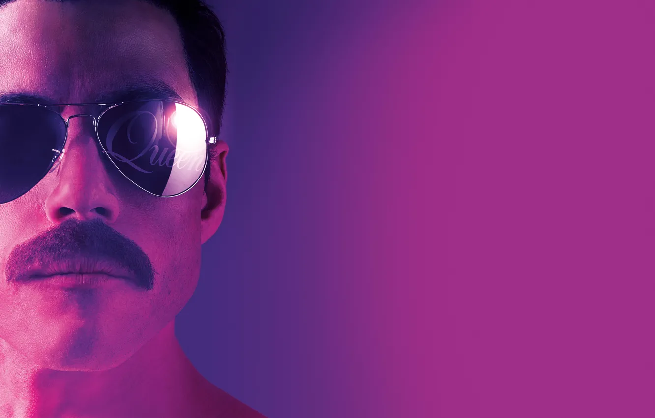 Photo wallpaper mustache, glasses, Queen, Bohemian Rhapsody, Rami Malek, Rami Malek, Bohemian Rhapsody, Freddie Merkuri