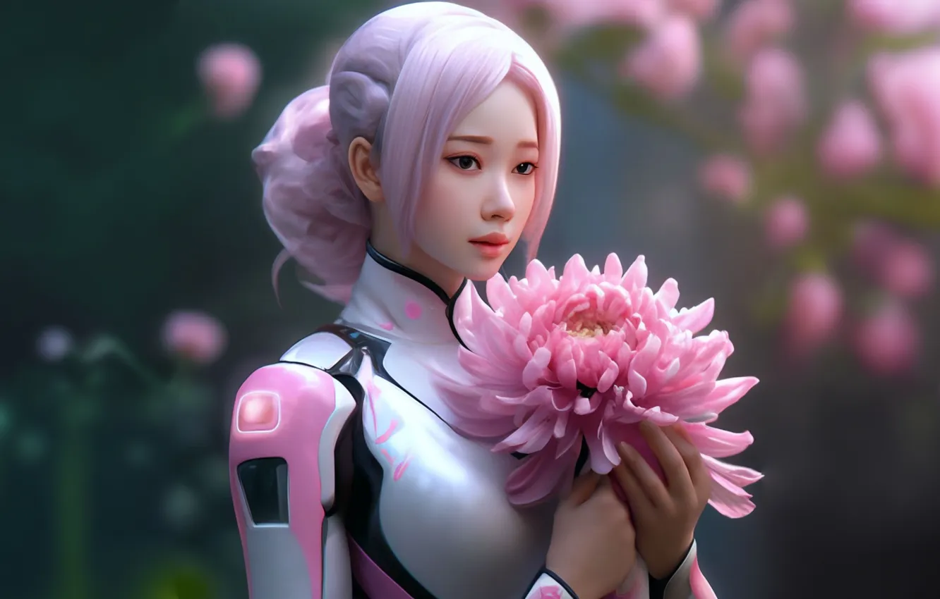 Photo wallpaper girl, flowers, nature, fiction, plant, fantasy, fantasy art