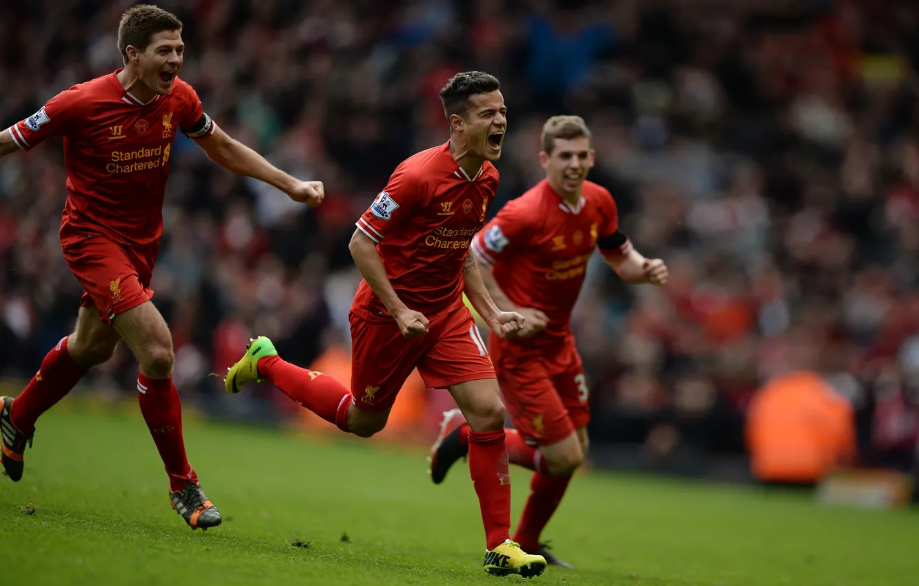 Photo wallpaper Sport, Football, Football, Liverpool, Steven Gerrard, Sport, Liverpool Football Club, Philippe Coutinho