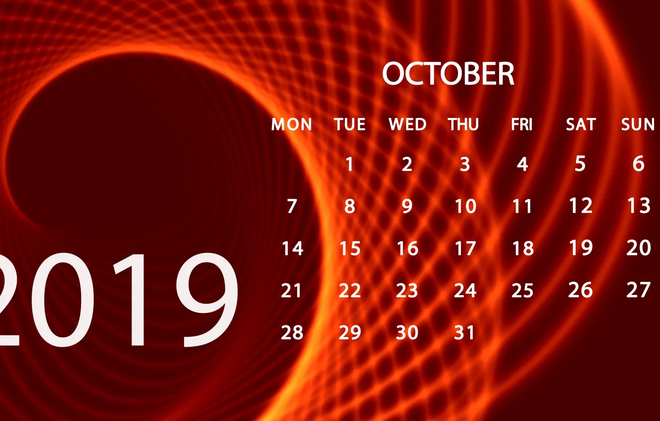 Photo wallpaper October, calendar, 2019
