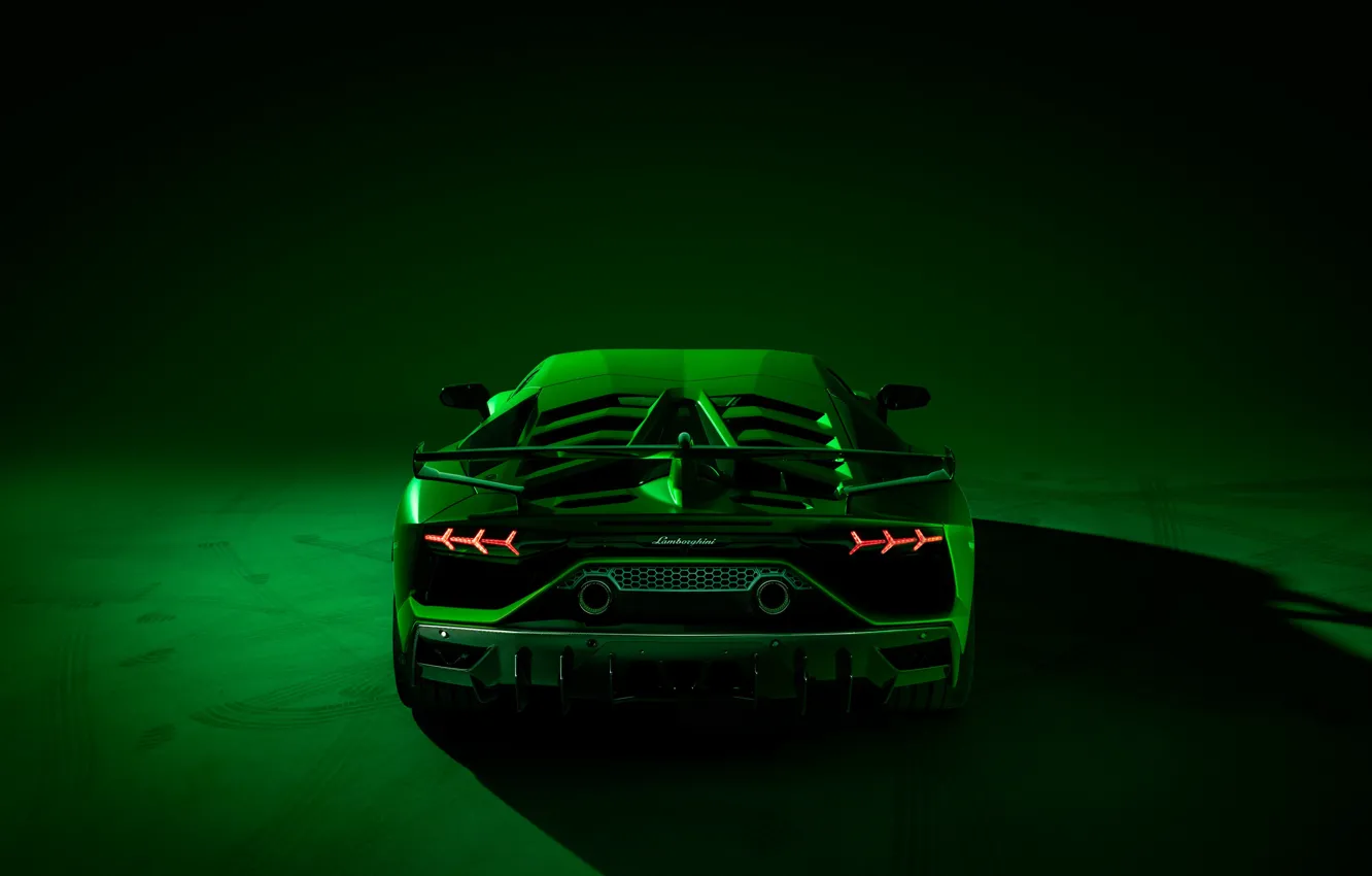 Photo wallpaper Lamborghini, supercar, rear view, 2018, Aventador, SVJ, Aventador SVJ